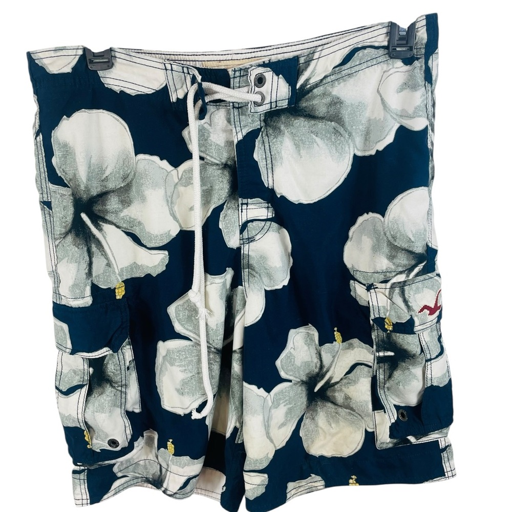 Hollister Men's Navy and White Swim‎ Trunks, Size 36 waist